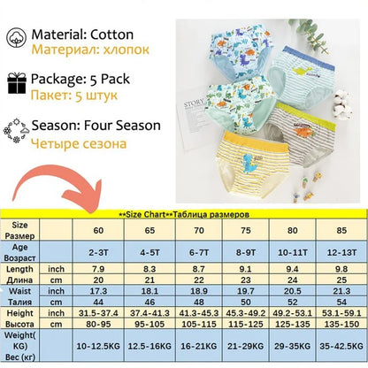3Pcs Boys Cotton Underwear Set - Cartoon Vehicle Briefs with Breathable Soft Fabric for Kids