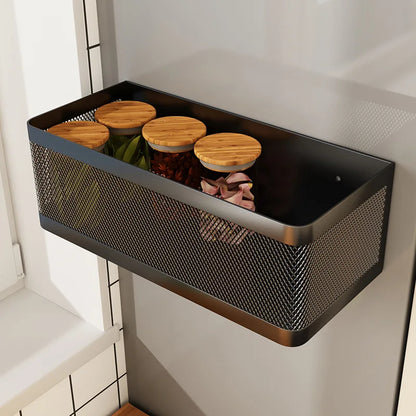 Magnetic Refrigerator Side Storage Rack - Iron Space-Saving Hanging Basket, Kitchen Organizer Shelf for Household