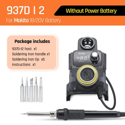 Silverflo 937D-I Cordless Soldering Station – Solder Iron with Sleep Mode, Compatible with DEWALT, Milwaukee, MAKITA 18/20V Batteries