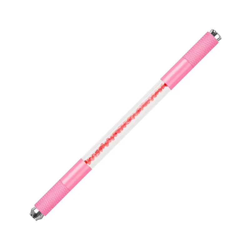 Manual Double-Ended Crystal Acrylic Microblading Pen – Permanent Makeup Eyebrow Tattoo Tool for Flat & Round Needles
