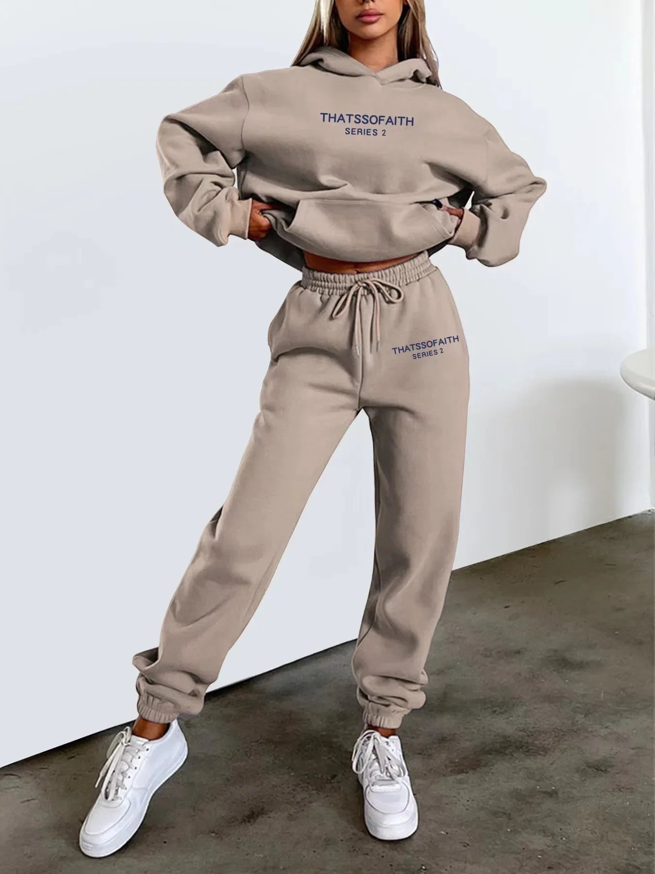 2025 Autumn & Winter Women's Two-Piece Set — Hooded Sweatshirt and Pants, Printed Outdoor Pullover Sportswear