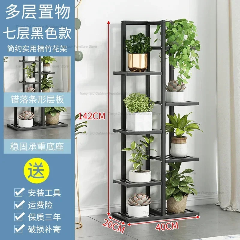 Nordic Wooden Plant Shelves - Indoor Flower Shelf for Living Room, Balcony, Garden Furniture, FYPS