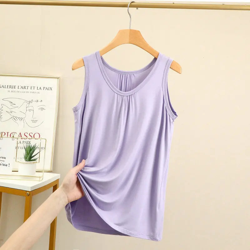 Women’s Plus Size Modal Tank Top - Loose Fold Sleeveless Summer Vest Shirt XL-6XL Casual Homewear