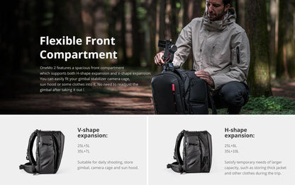 PGYTECH OneMo 2 Camera Backpack – Waterproof Shoulder Bag for Canon, Fuji Cameras & 16" Laptop