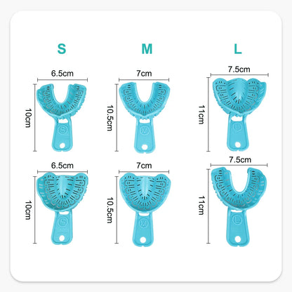Denspay 6Pcs Dental Impression Tray Set – S/M/L Full Mouth & Partial Mold Trays, Easy Fold Plastic Design