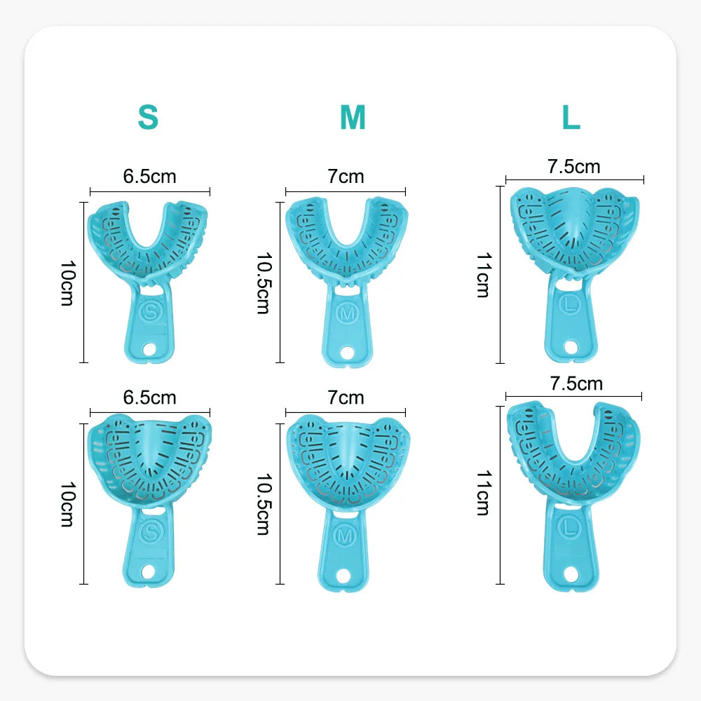 Denspay 6PCS Dental Impression Tray Set – S/M/L Plastic Full Mouth Mold Trays, Foldable Dental Implant Trays