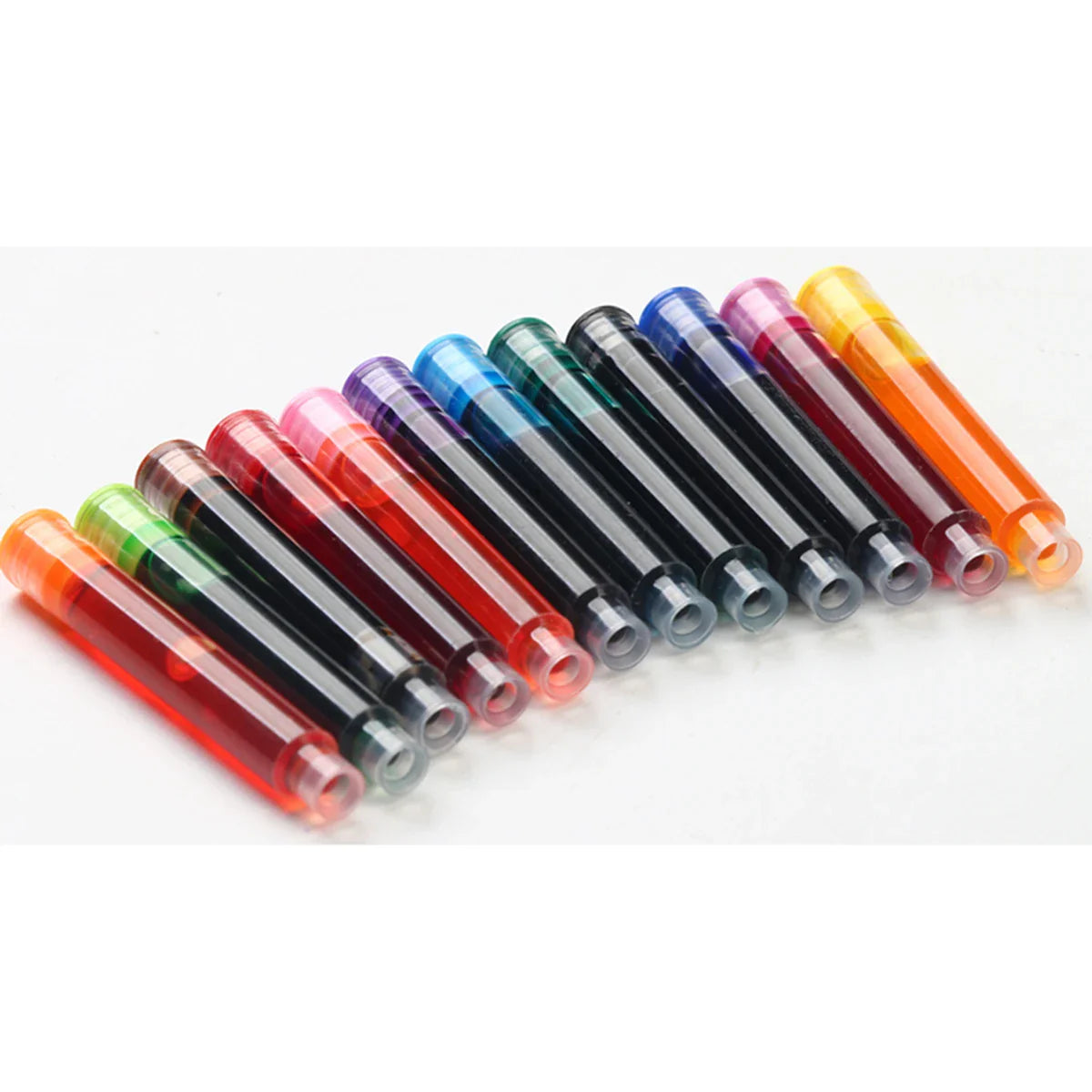 12-36PCS Colourful Ink Sac Fountain Pen Refills 3.4mm - Refillable Ink Cartridges for Drawing, School & Office Use