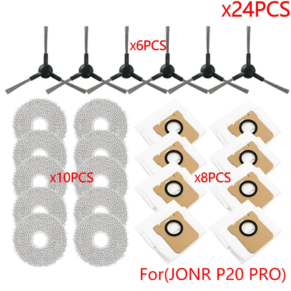 JONR P20 PRO Robot Vacuum Accessories – Replacement Side Brush, Mop Cloth & Dust Bag Cleaning Parts