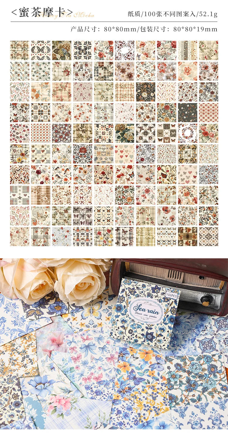 100 Pcs Vintage Multi-Style Writing Paper - Retro Stationery for Scrapbooking, Junk Journals & DIY Crafts