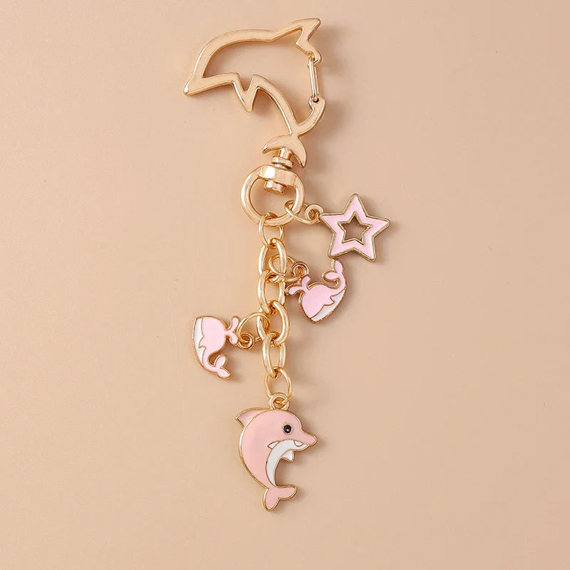 Summer Beach Shell Keychain – Octopus and Starfish Marine Life Pendant for Women, Girls, Handbag Decor, and Gifts