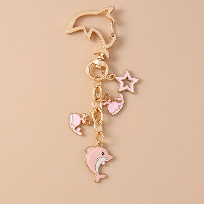 Summer Beach Shell Keychain – Octopus and Starfish Marine Life Pendant for Women, Girls, Handbag Decor, and Gifts