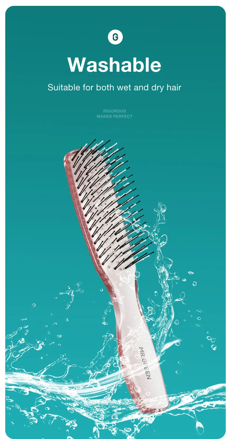 MR.GREEN Hair Brush – Scalp Massage & Volumizing Comb, Fine Tooth Detangling Tool for Long Wet & Dry Hair, Women’s Gift