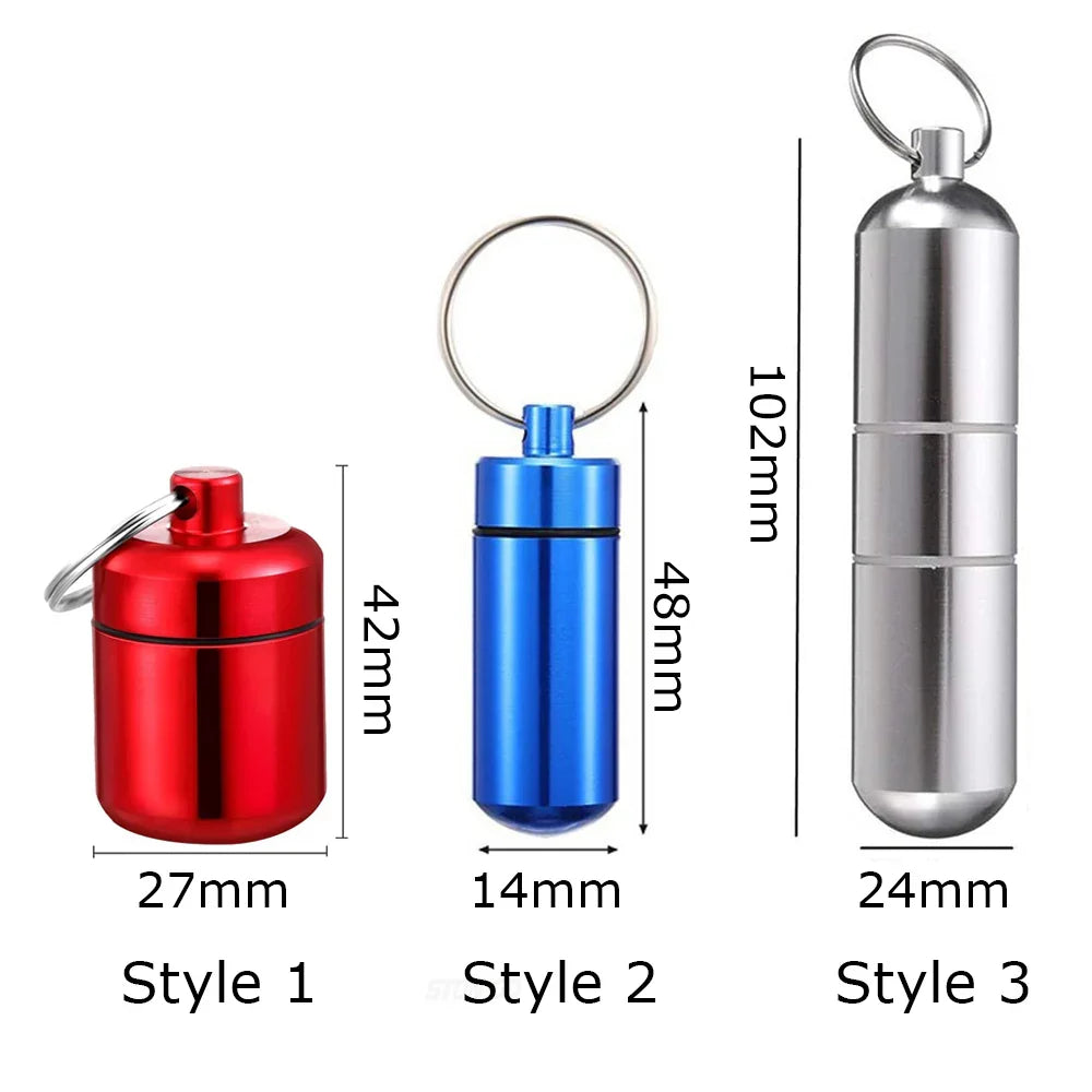 Aluminum Alloy Pill Keychain Holder - Waterproof Small Pill Box Case - Stonego Portable Pill Organizer with Keychain Attachment