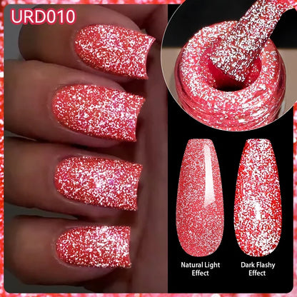 UR SUGAR Champagne Gold Silver Reflective Glitter Gel Nail Polish 15ml - Semi-Permanent Soak Off UV Manicure Art Varnish