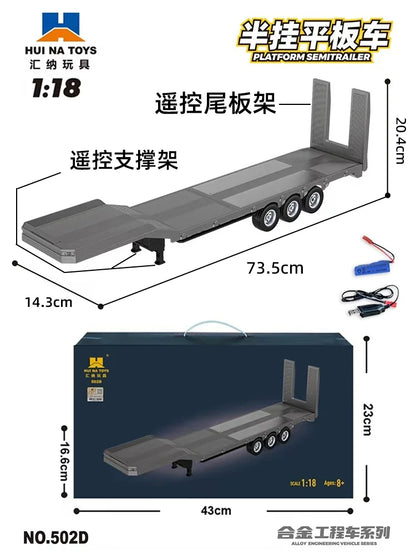 Huina 770S Remote Control Engineering Car — Genuine Alloy Trailer Head Model, 4WD Toy for Kids, Ratio 501D