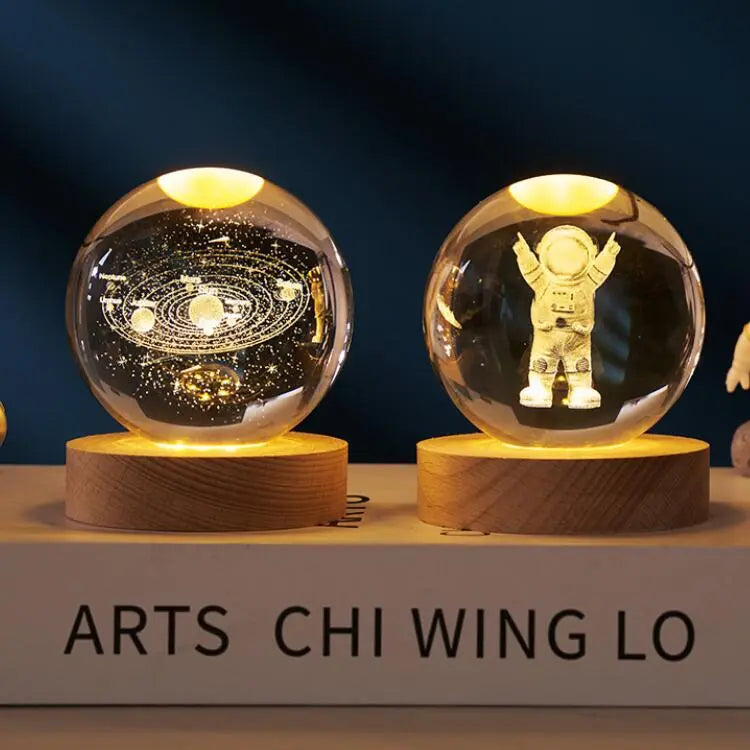 Solar System Splendor: 6cm 3D Crystal Ball Night Light – A Stellar Birthday Gift and Desktop Delight!
