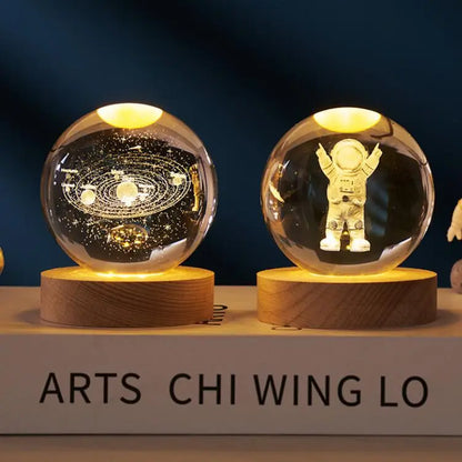 Solar System Splendor: 6cm 3D Crystal Ball Night Light – A Stellar Birthday Gift and Desktop Delight!