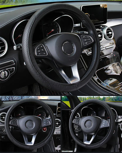 Universal Car Steering Wheel Cover - Microfiber Leather, Anti-Slip & Breathable, Fits 37-39cm Steering Wheels