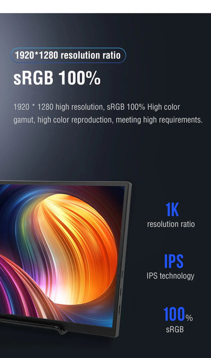 Anmite 10.5" Portable Monitor — 1280P HDR, 16:10 Low Blue Light Display for Xbox, PS4/PS5, Switch, PC & Laptop Extension