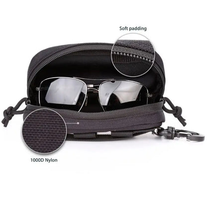 Tactical MOLLE Shockproof Eyeglass Case – Portable 1000D Nylon Protective Hunting Sunglasses Box