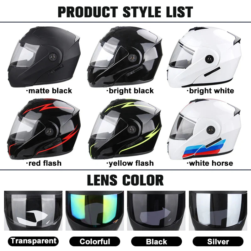 Uchoose Unisex Motorcycle Helmet – DOT Certified, Double Lens, Modular Flip Helmet with Visor, Cross-Section Safety
