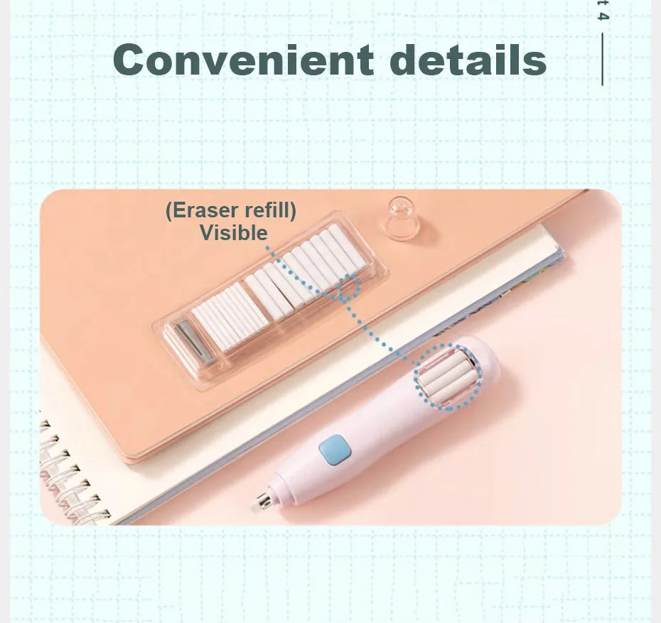 Deli Electric Eraser Pen — Automatic Sketch & Drawing Eraser with Refill Batteries for Kids
