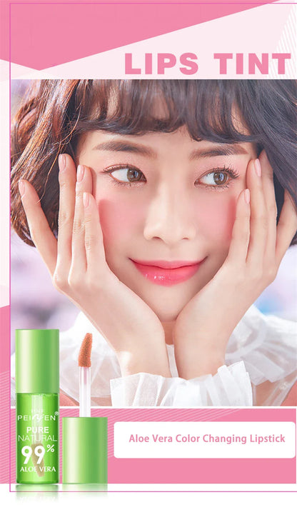 Natural Aloe Essence Lip Gloss – Moisturizing, Color-Changing, Waterproof & Long-Lasting Lip Care Lipstick