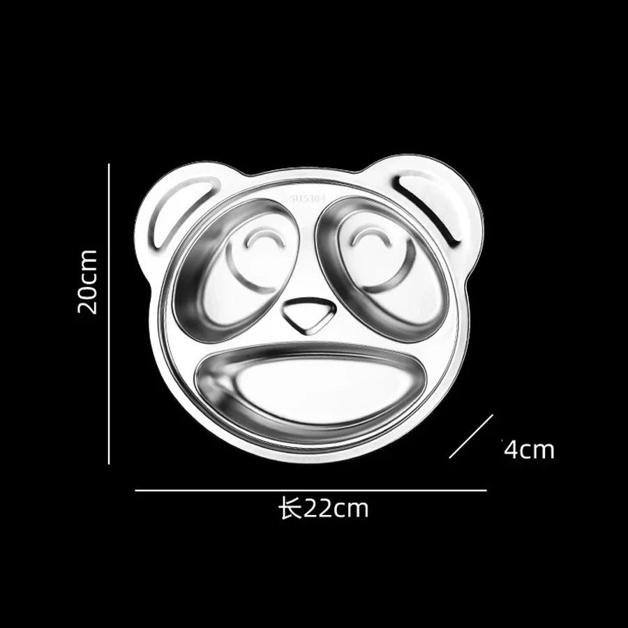 Kids Stainless Steel Dinner Plate - 304 Food Grade Cartoon Divided Plate for Breakfast, Meals, Home & Kindergarten Use