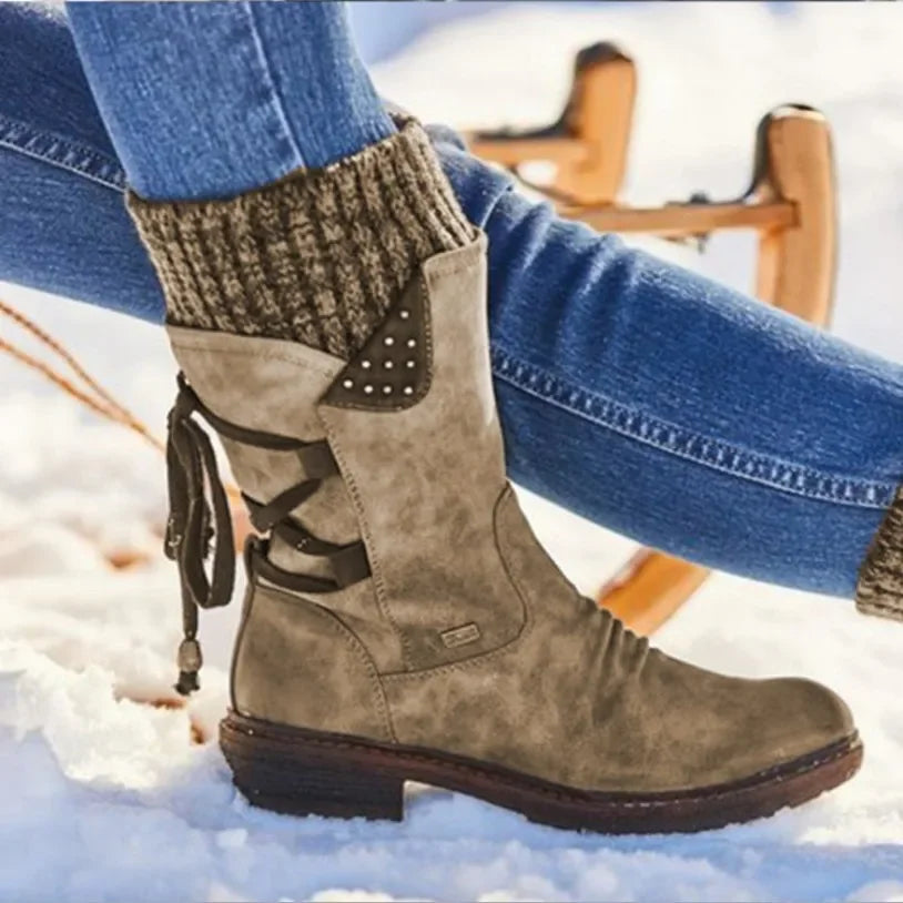 Women’s Winter Mid-Calf Boots – Fashion Snow Shoes, Warm Suede Thigh-High Botas 2023
