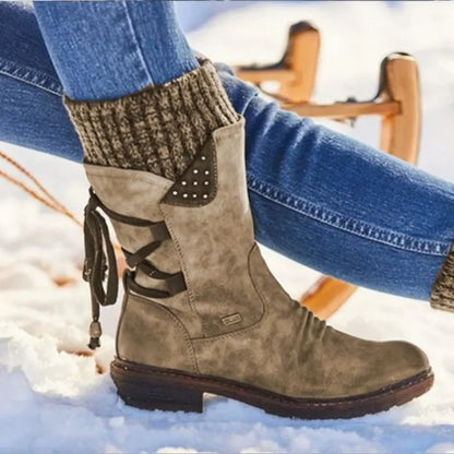 Women’s Winter Mid-Calf Boots – Fashion Snow Shoes, Warm Suede Thigh-High Botas 2023
