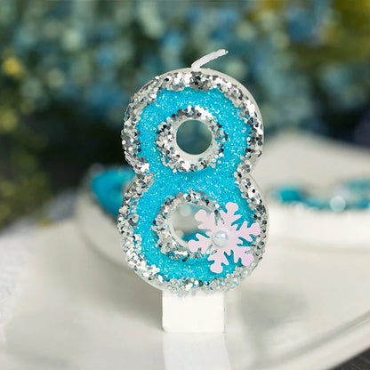 1Pcs Blue Shell Glitter Number Candle - Birthday Cake Topper, Wedding Digital Dessert Decor for Celebration, Birthday Decoration