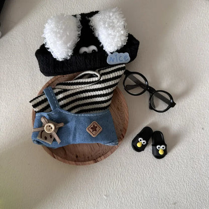 17cm Labubu Plush Doll Clothes – Macaron Outfit, Hair Accessories, DIY Clothing for V1 V2 Dolls & Kids Gift