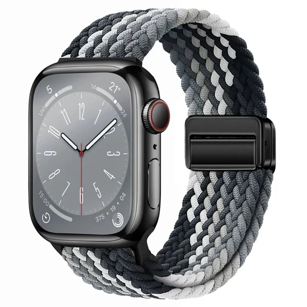 Nylon Braided Watch Band for Apple Watch – Compatible with Series SE, 3–10 & Ultra (38–49mm Adjustable Sport Strap)