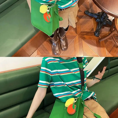 Mini Cherry & Strawberry Coin Purse – Cute PU Leather Keychain Bag for Earphones and Small Storage, Korean Style