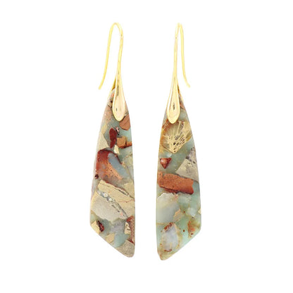 Bohemian Natural Stone Geometric Earrings - Luxury Emperor Stone Pendant Jewelry for Women