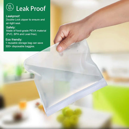 10pcs Silicone Food Storage Containers - Leakproof, Reusable Stand-Up Zip Bags for Fresh Food Storage