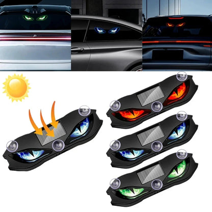 Solar Powered Car Neon Light - Wireless Demon Eye LED Ambient Lamp with USB Rechargeable Breathing Light