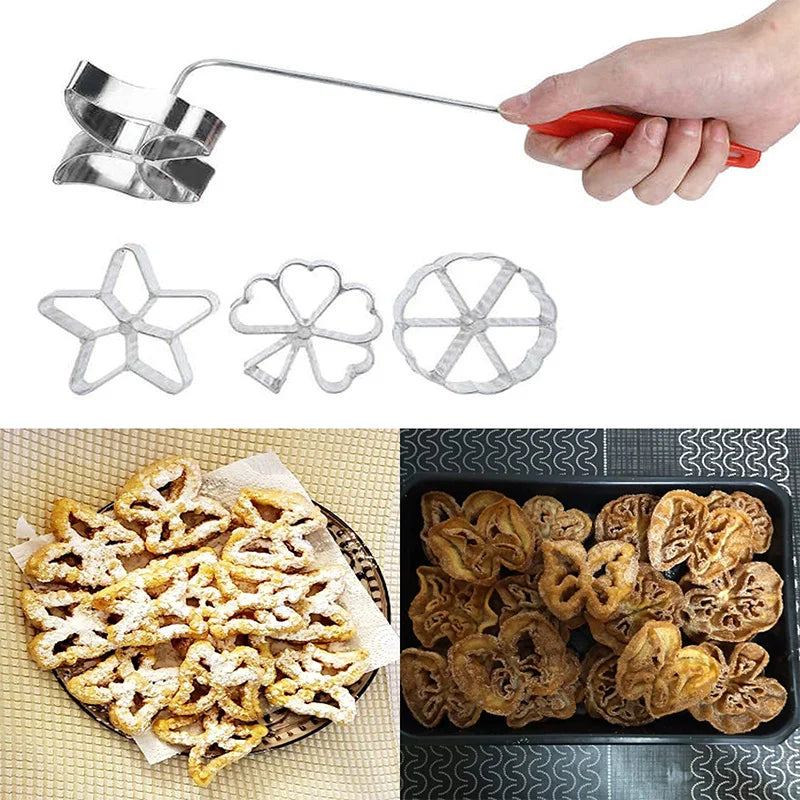 Cast Iron Rosette Mold Set: 5/7Pcs Bunuelos & Achappam Cookie Maker with Handle - Pastry Tools
