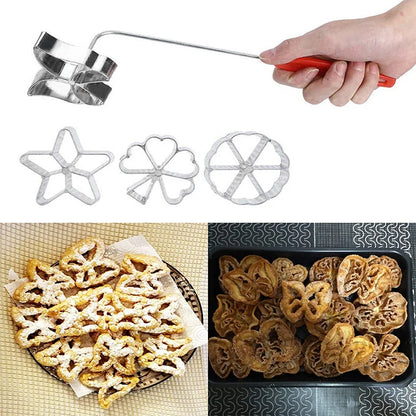 Cast Iron Rosette Mold Set: 5/7Pcs Bunuelos & Achappam Cookie Maker with Handle - Pastry Tools