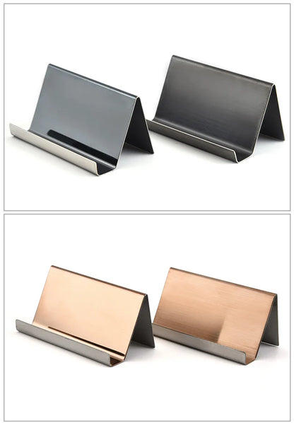 Metal Business Card Name Tag Display Rack – Desktop Organizer & Cellphone Holder for Conference Room