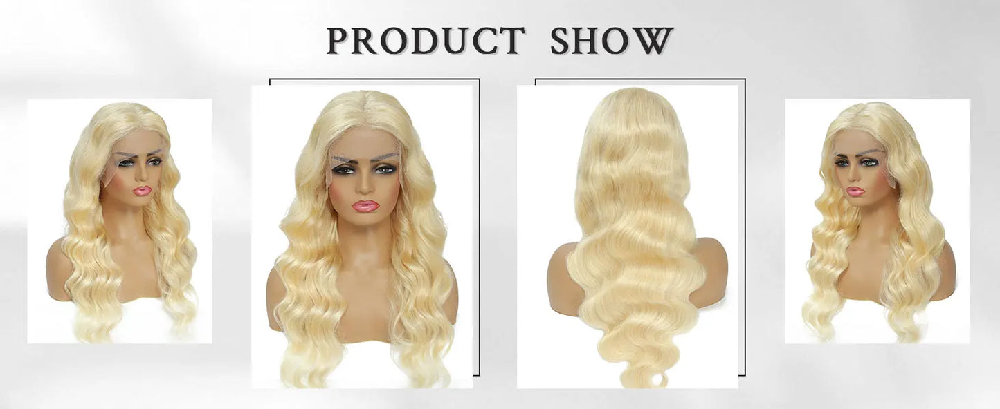 613 Blonde Lace Front Wig – 13x6 Human Hair, 250% Density Body Wave, Pre-Plucked 26 Inch Lace Front Wig