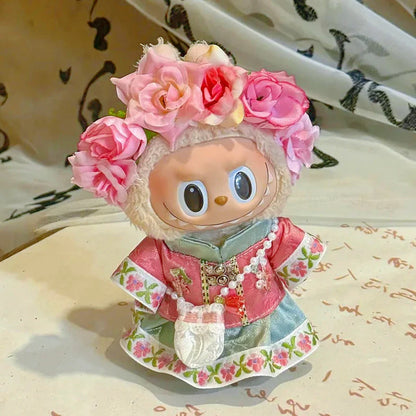 17cm Labubu Doll Clothes — DIY Accessories Heartbeat Long-Eared Furry Rabbit Costume | Cartoon Dress-Up Outfit