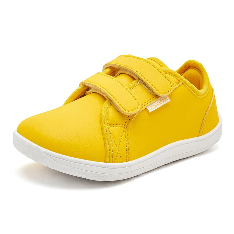 HOBIBEAR Kids Barefoot Shoes – Wide Toe Minimalist Lightweight Sneakers with Hook & Loop Artificial Leather for Boys and Girls