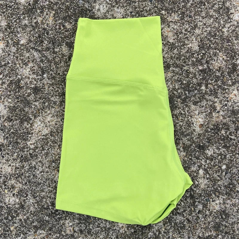 Women's High Waist Athletic Yoga Shorts – Solid Color Squat Proof Fitness Shorts for Running, Cycling & Training