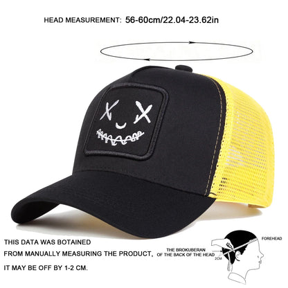 Ghost Face Embroidery Baseball Cap - Unisex Adjustable Mesh Hat for Spring Summer Outdoor Sun Protection