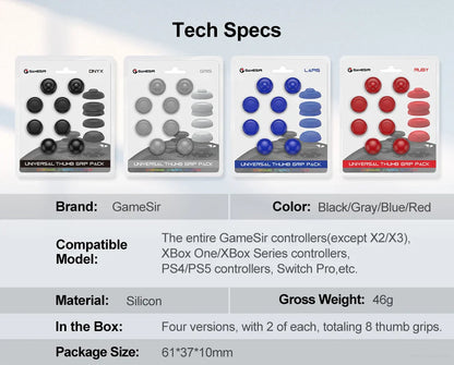 GameSir Colorful Silicone Thumb Grip Caps – Joysticks for GameSir, Xbox One/Series, Switch Pro, PS4 & PS5 Controllers