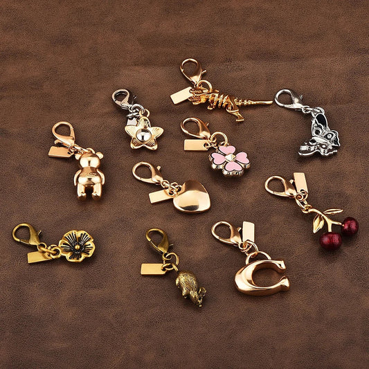 Fashion Bear Cherry Flower Keychain – Metal Y2K Letter C Bag Pendant & Car Key Ring Jewelry Gift for Women