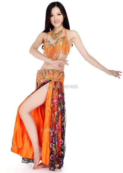 Sexy Belly Dance Costume Set for Women – 2-Piece Bra & Belt Outfit for Sizes 34D/DD,36D/DD,38/D/DDD,40B/C/D,42D/DD