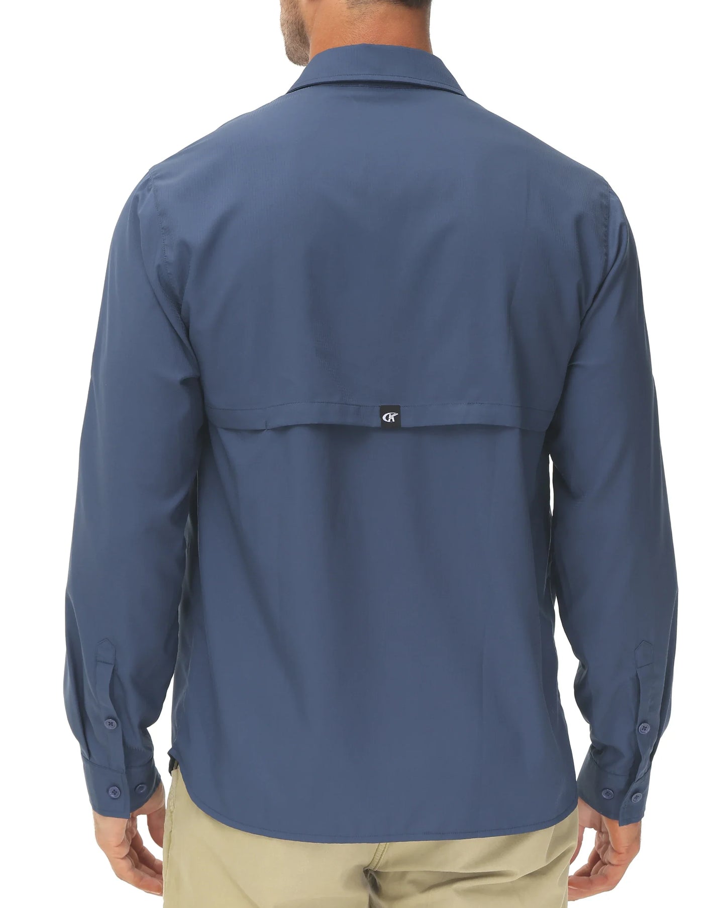 Men's UPF 50+ Long Sleeve Fishing Shirt – Sun Protection Breathable Hiking & Work Shirt with Zipper Pocket
