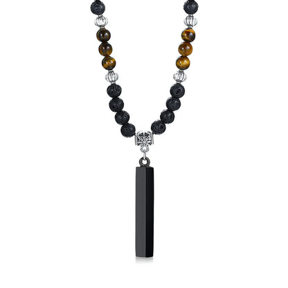 Men's Tibetan Phurba Kilaya Necklace – Tiger’s Eye & Lava Stone Spiritual Dagger Jewelry
